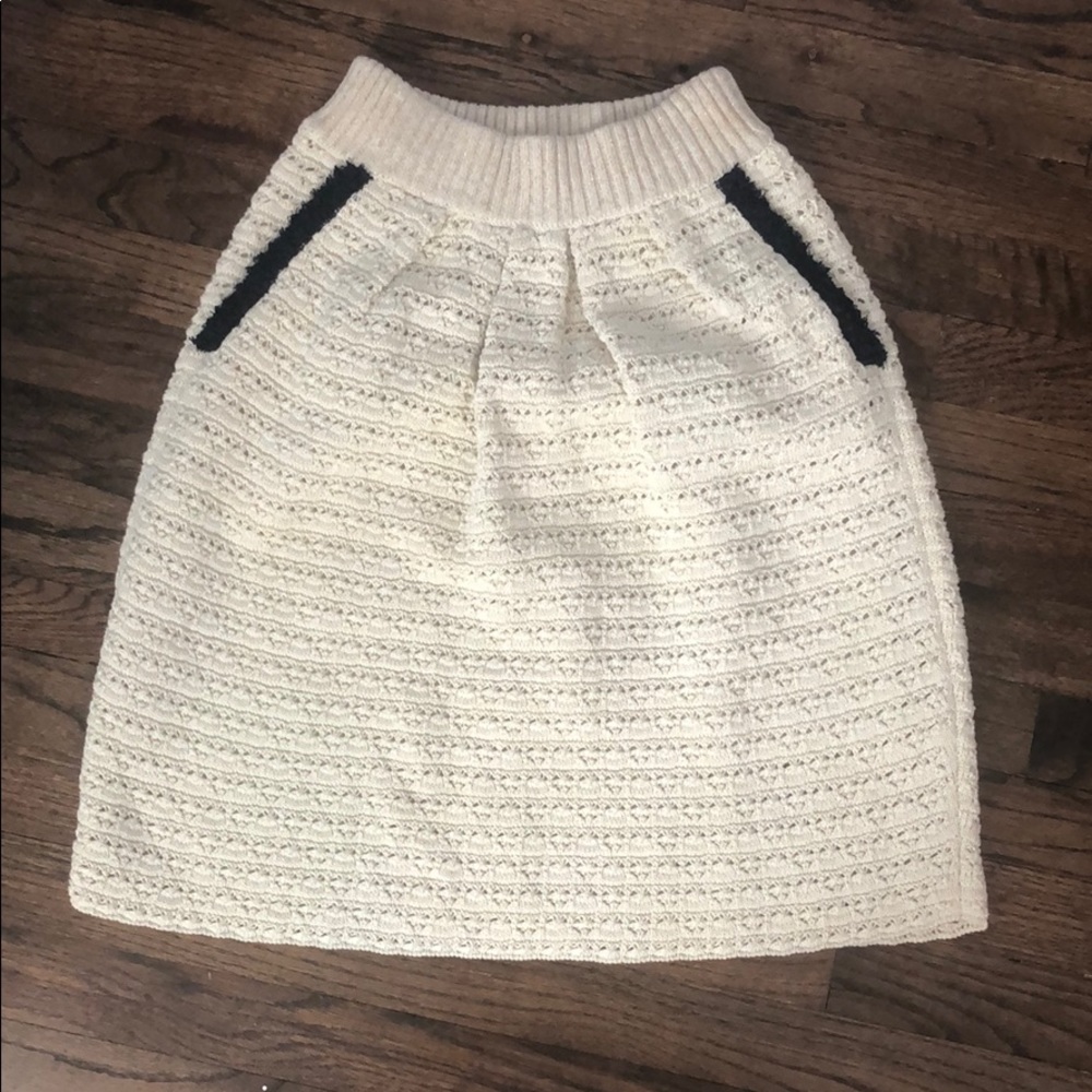 RED Valentino Cream Gold Knit Skirt